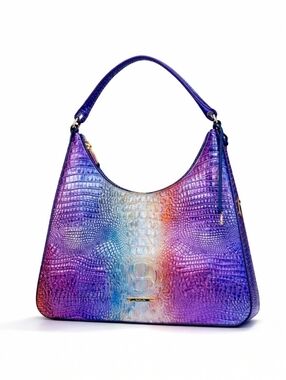 Brahmin Tabitha Shoulder Bag Melbourne Ombre Leather Blue Red Croc Embossed NWT